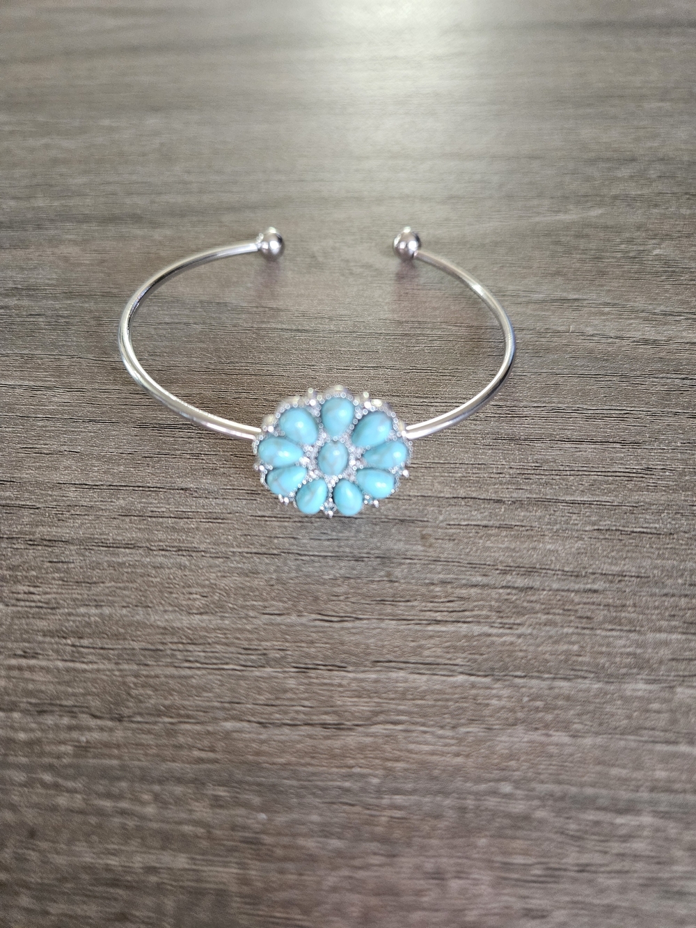 Turquoise Flower Cuff Bracelet - Women's Fashion Jewelry-NWOT